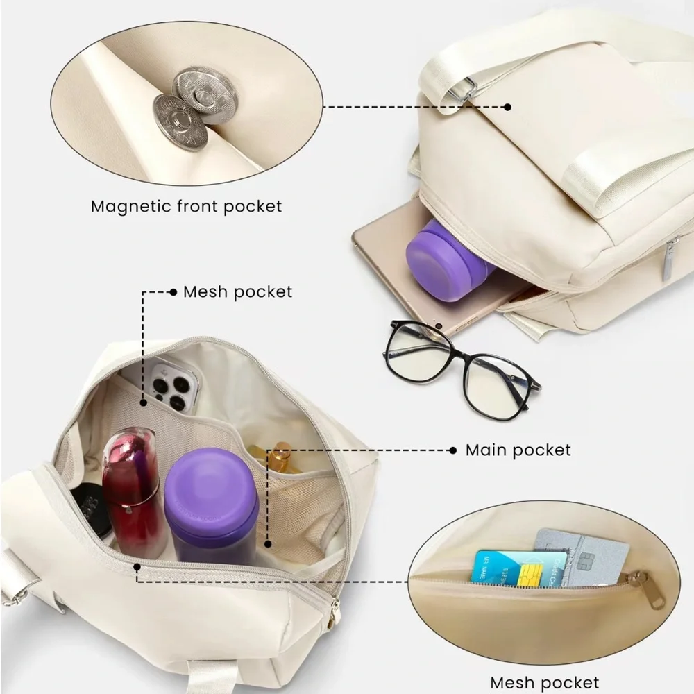 Elegant Cream Bow Accent Women's Bag